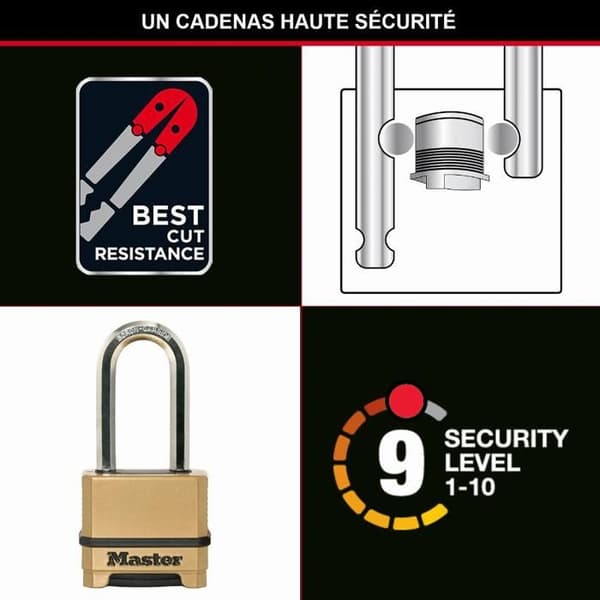 Cadenas - Master Lock - M175EURDLH - 50 mm - Programmerbar - Zink Kromad