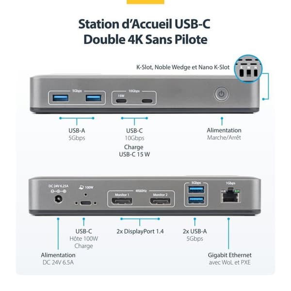 Dockningsstation - portreplikator - Startech-stöd - 201UE-USBC-DOCK