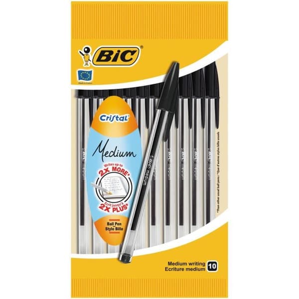 Kulspetspenna - BIC - Cristal® Original - Svart - Medium point - x10