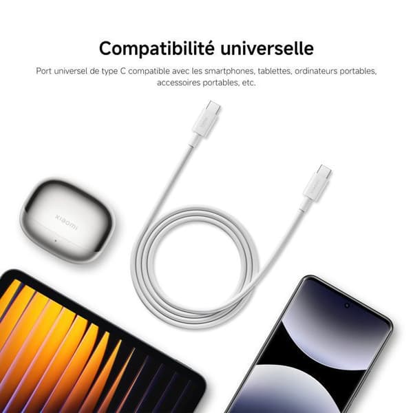 USB-C-kabel - XIAOMI - 6A - 1m - Flätad - Dataöverföring