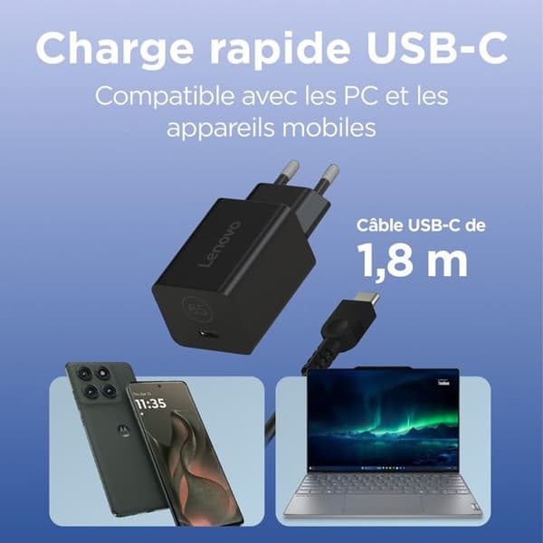 Lenovo 65W Gan Nano Strömförsörjning