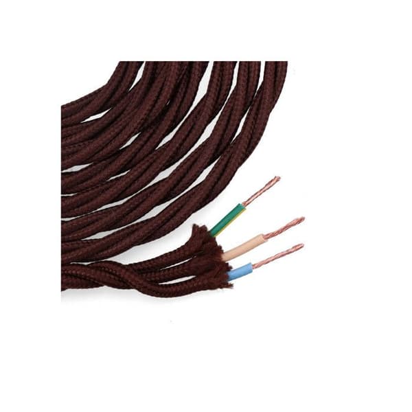 Kabel Parallel Textil Tvinnad 3x1mm Brun 5m