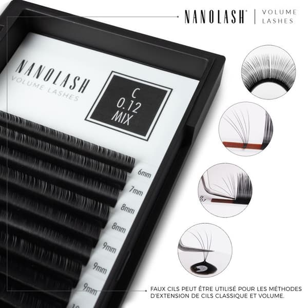 Extensions av fransar - Nanolash - Volymfransar - 0.05 D curl - 6-13 mm - Svart