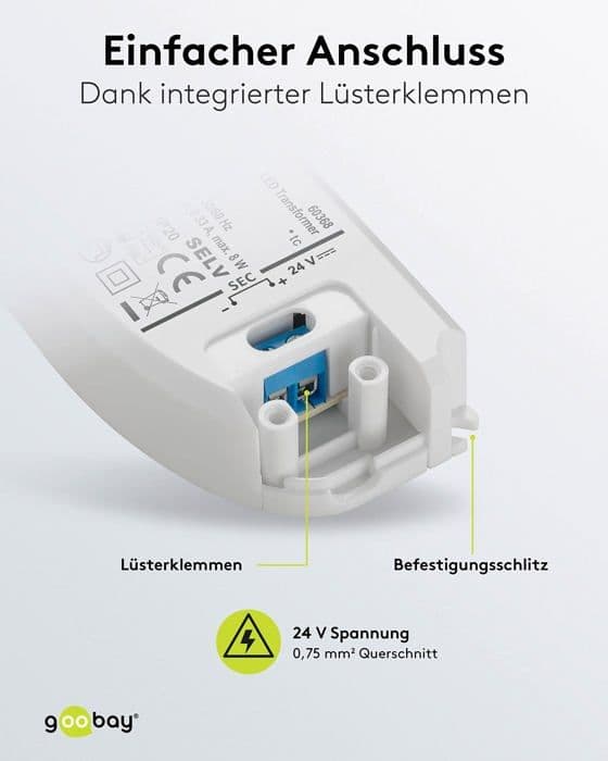 LED-transformator - GOOBAY - 60368 - 8W - 24V - Plast