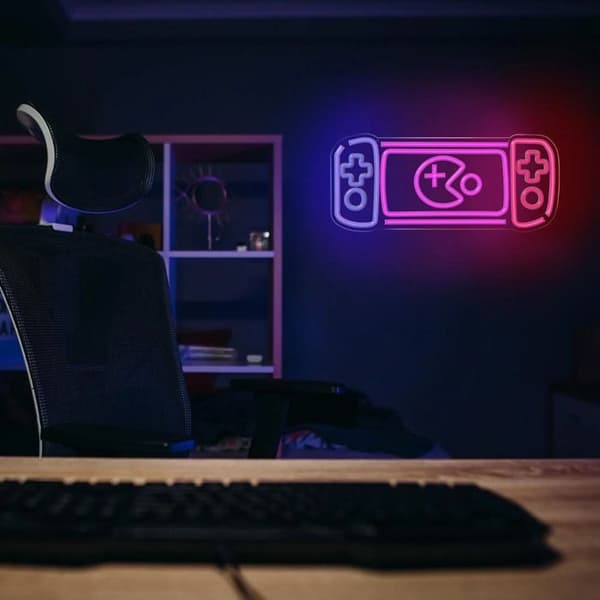 FOREVERLIGHT - Neon LED-väggplatta plexi SPELKONSOL USB-A 2M inbyggd dimmer