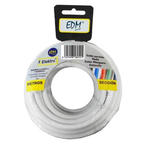 Rullerörkabel 2x1mm vit 20mts