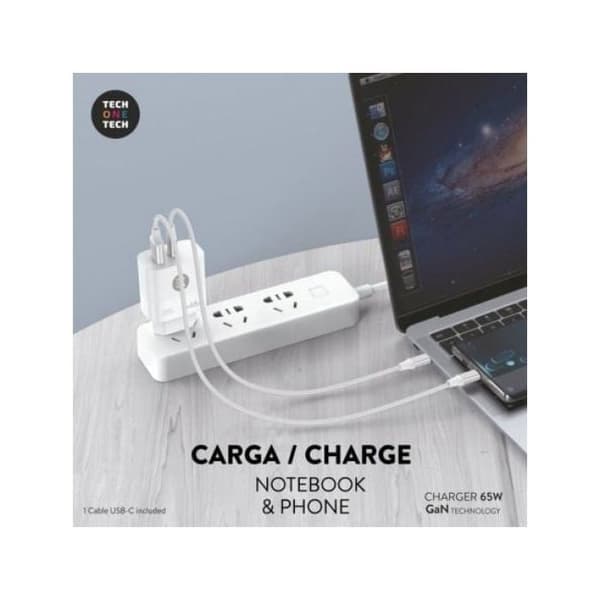 Väggladdare - TECH ONE TECH - TEC2273 - 1 x USB typ-C - 1 x USB - 65 W