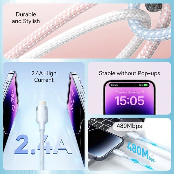 Elektronisk kabel - Vention - 480 Mbps - 12 stift - iPhone 14, iPhone 14 Pro, iPhone 14 Plus, iPhone 14 Pro Max