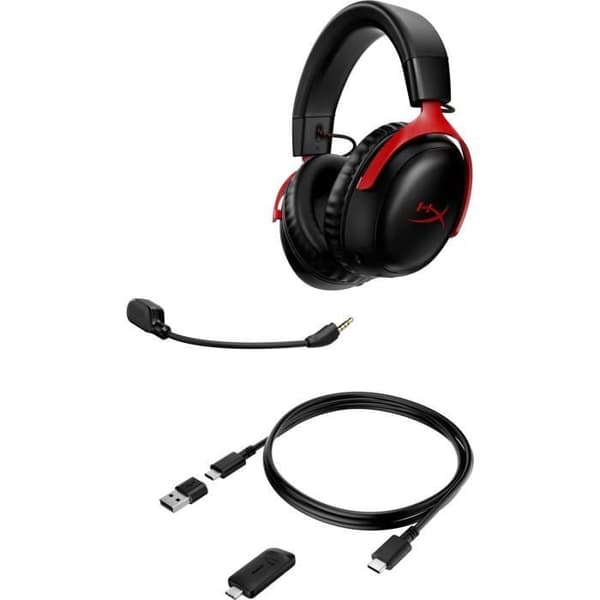 Trådlöst spelheadset - HyperX Cloud III - för PC & konsol - Svart/Röd