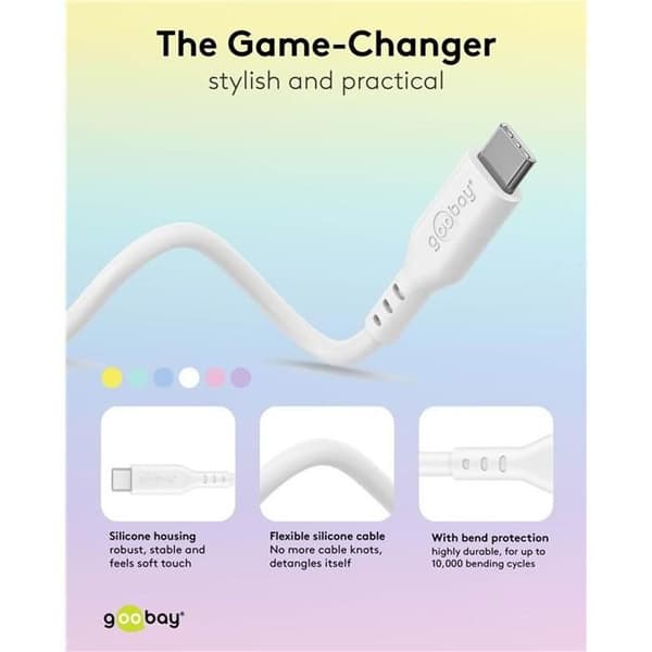 USB-C™ kabel i mjukt och robust silikon 1,5 m pastell-lila
