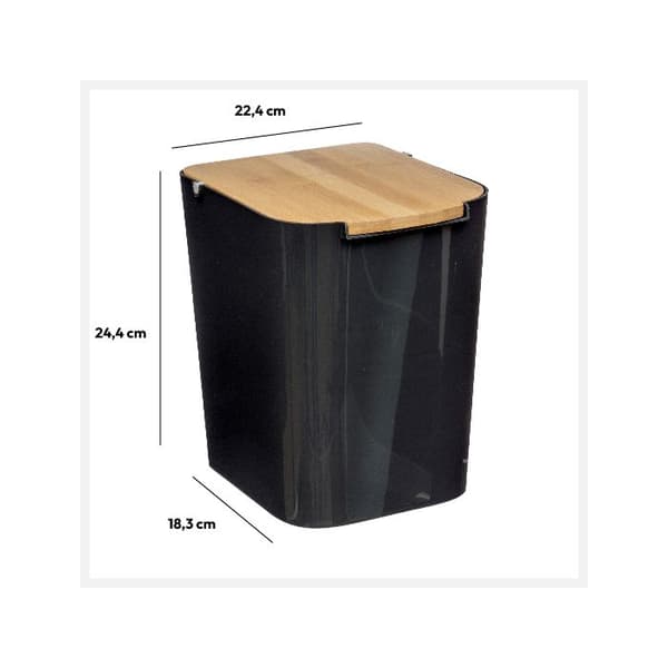 Soptunna med lock bambu 5L "Naturéo" svart - 5five