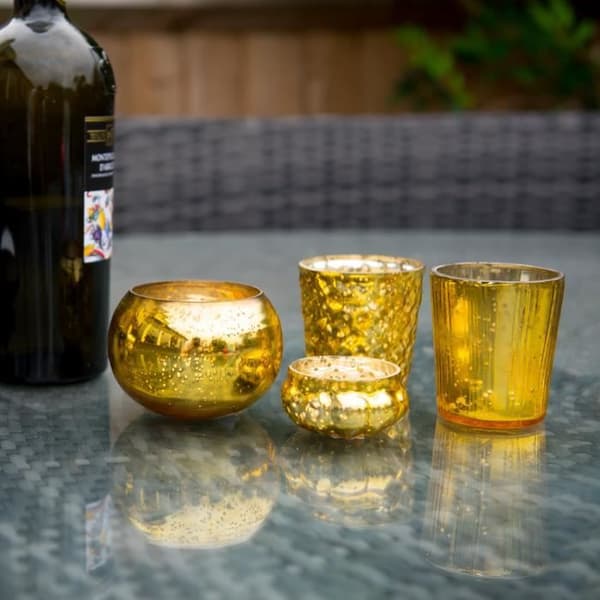 Ljusstake - Kvicksilver - Glas - Gul - 7 cm - Set om 24