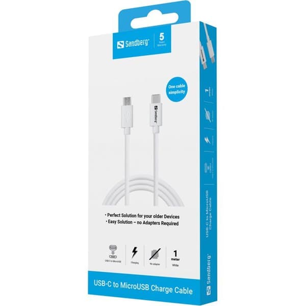 136-74 USB-C>MicroUSB Laddkabel 1m