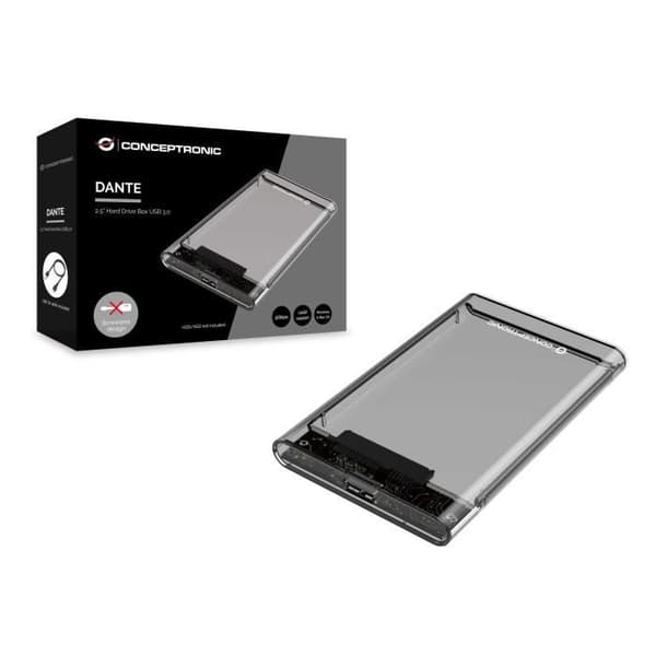 Diskhus/SSD - CONCEPTRONIC - DANTE03T - 2.5'' - USB 3.0 - Transparent