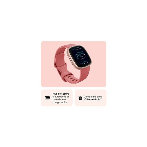 Smartwatch - FITBIT - VERSA 4 - Vit - Aktivitetsspårning - 7 dagars batteritid
