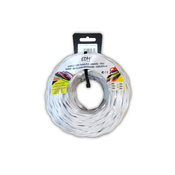 Textilvriden parallellkabel 3x1,5mm Vit 5m