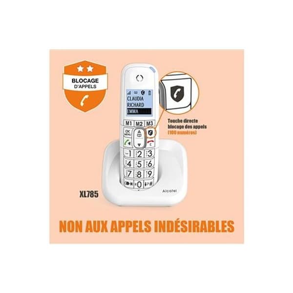 Fast telefon - Alcatel - XL785 Combo - Vit - 2 handsets - Trådlös