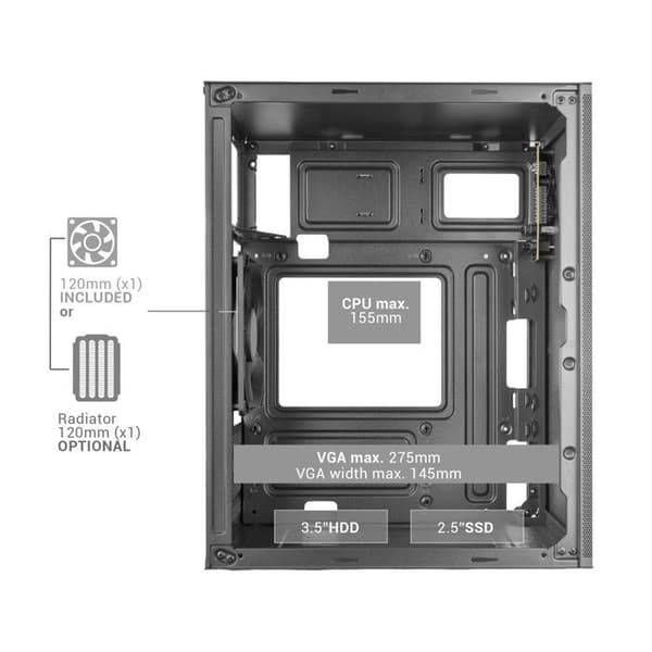 PC-chassi - MARS GAMING - MC-MESHPRO - Mini-torn Micro-ATX - AirMesh Pro - Fläkt 120 mm