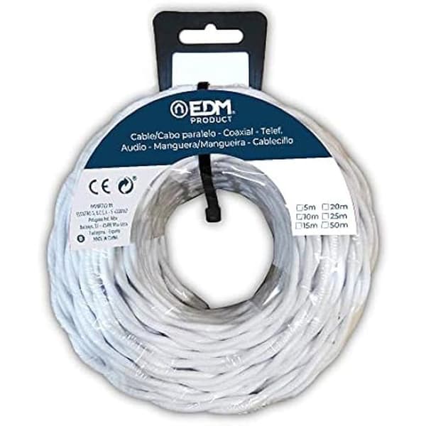 Parallellkabel - EDM - 11986 - Flätad textil - 2 x 1,5 mm - 25 m