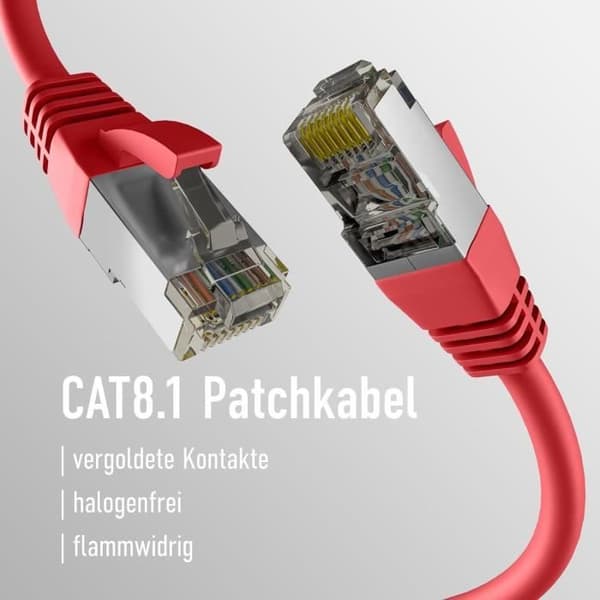 RJ45 CAT8.1 S/FTP PIMF patchkabel 50cm Röd