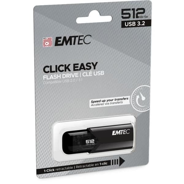 USB Flash-läsare - EMTEC - B110 CLICK EASY - 512 Go - USB Typ A - 20 Mo/s