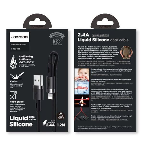 USB Lightning-kabel 2,4 A 1,2 m svart för iPhone