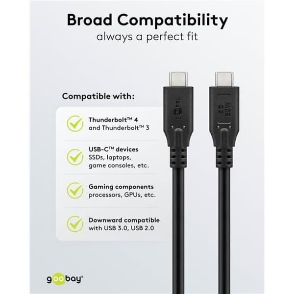 USB-C™-kabel - GOOBAY - 2 m - USB 3.2 - 60 W - Snabb datatransfer