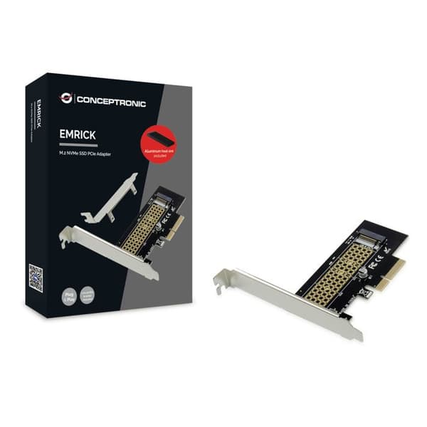 PCI-expansionskort - CONCEPTRONIC - EMRICK05BS - M.2 NVMe SSD - PCIe 3.0 - Vit