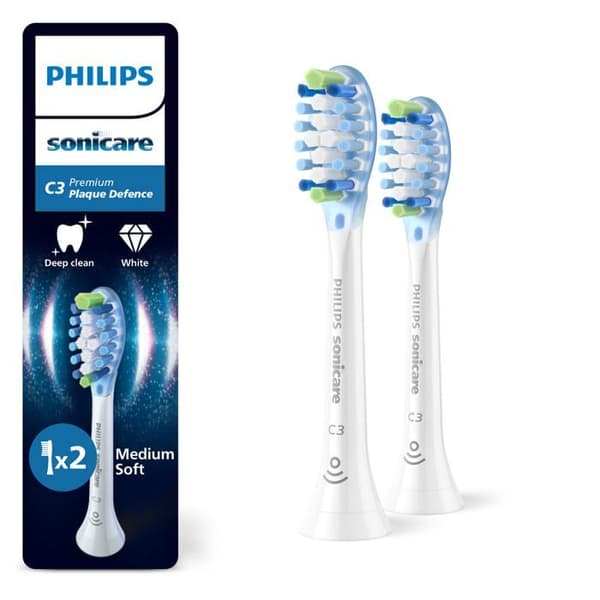 Ersättningsborstar - Philips - Sonicare C3 Premium - Plackskydd - 2-pack - Vit