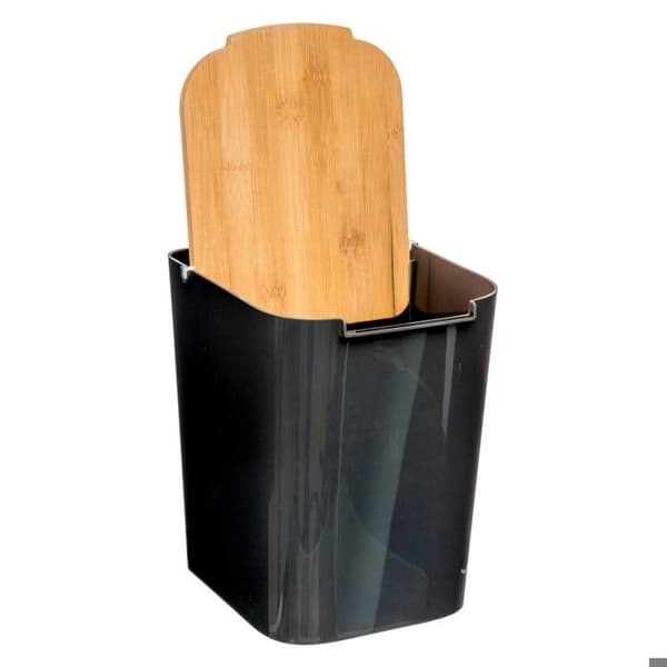 Soptunna med lock bambu 5L "Naturéo" svart - 5five