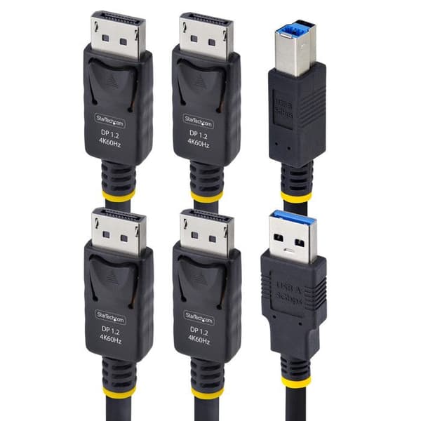 StarTech.com KVM-kabel DisplayPort USB 5Gbps 4K 60Hz 1,8m Svart
