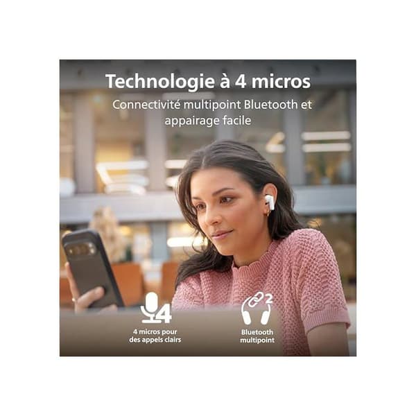 True Wireless hörlurar - PHILIPS - SecureFit - Aktiv brusreducering - 36 h batteritid - Bluetooth 6.0