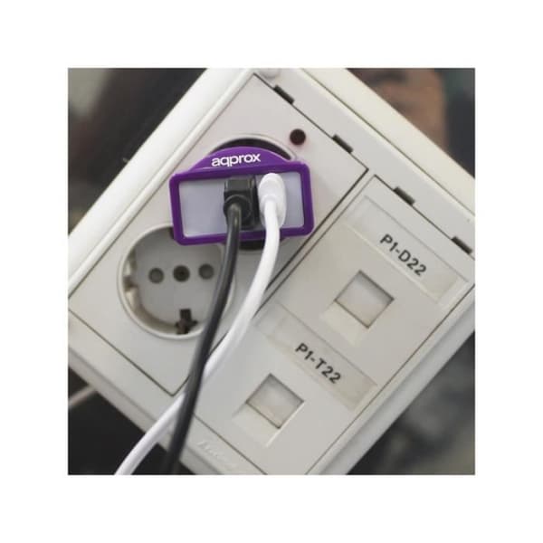 Strömadapter - APPROX - Dubbel USB - 2,1A - Lila - Överspänningsskydd