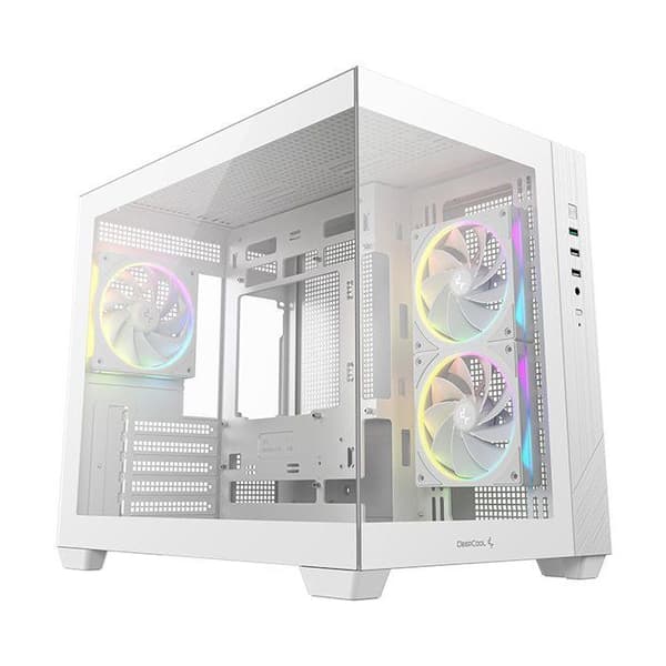 PC-chassi - DEEPCOOL - CG330 - Mini-torn - Micro-ATX-format - 3 inkluderade ARGB-fläktar - Vit