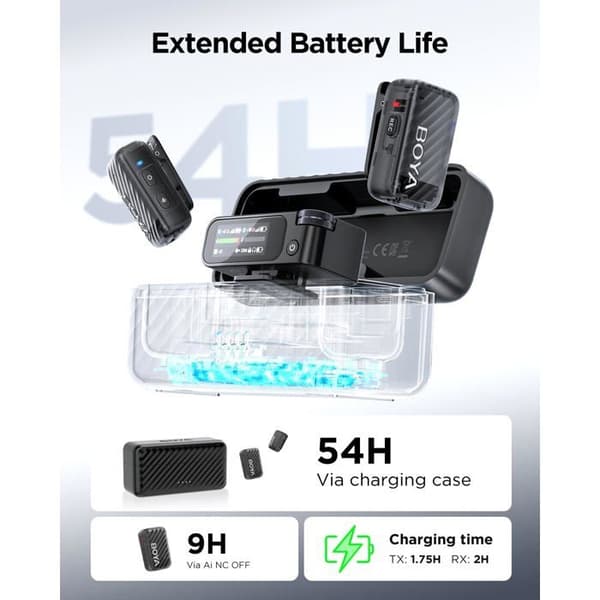 BOYA BOYAMIC 2 Mini Mikrofon Mobil för iPhone/Android/PC, Lavalier USB-C Mikrofon med AI-bakgrundsbrusreducering