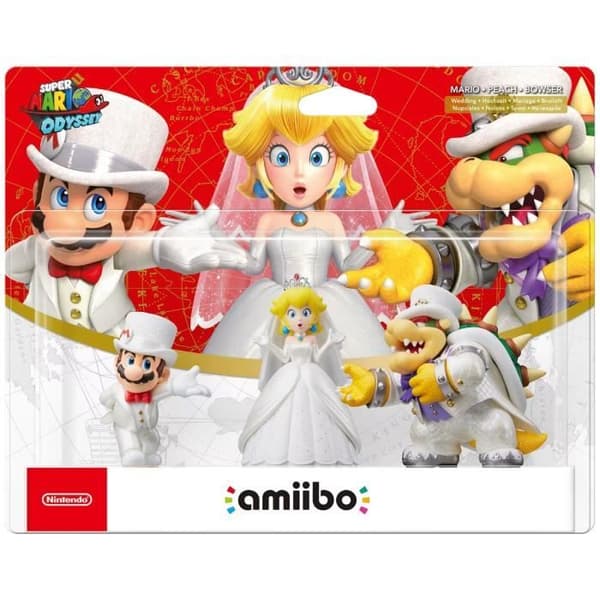Amiibo Figur - Mario, Peach & Bowser (bröllopskläder) • Super Mario Collection