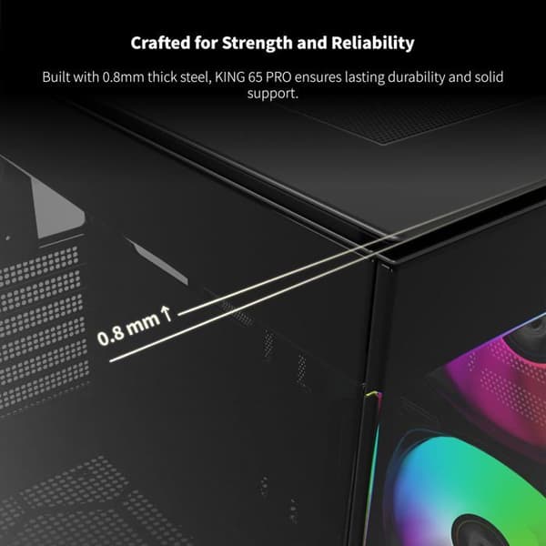 Gaming PC-chassi - MONTECH - King 65 PRO - Dubbel kammare - Glaspaneler - 3 ARGB-fläktar