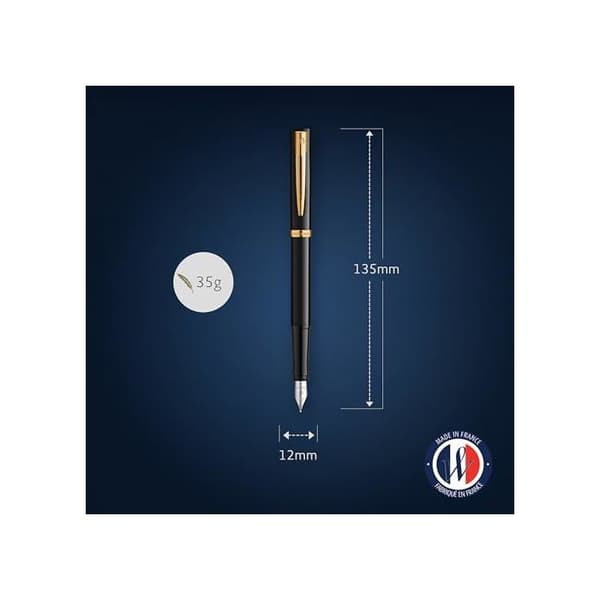 Fjäderpenna - WATERMAN - Impression - Medium spets - Svart lack & gyllene detaljer - Presentförpackning