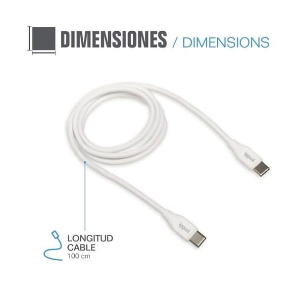 Snabbladdningskabel USB C - iggual - 100 cm - Vit - Snabbladdning 3A - Datatransfer