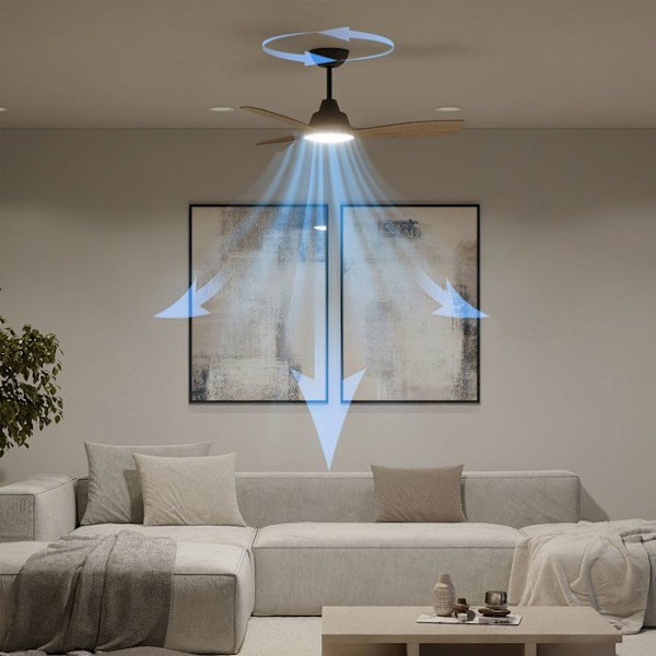 Takfläkt - Philips - Olas - Fasta blad - Diameter 106 cm - Svart/Trä ...