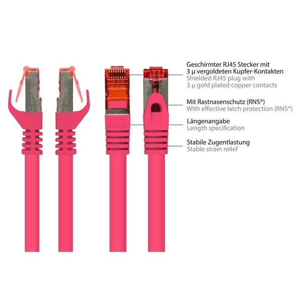 Katt.6 Patchkabel S/FTP magenta 1,5m