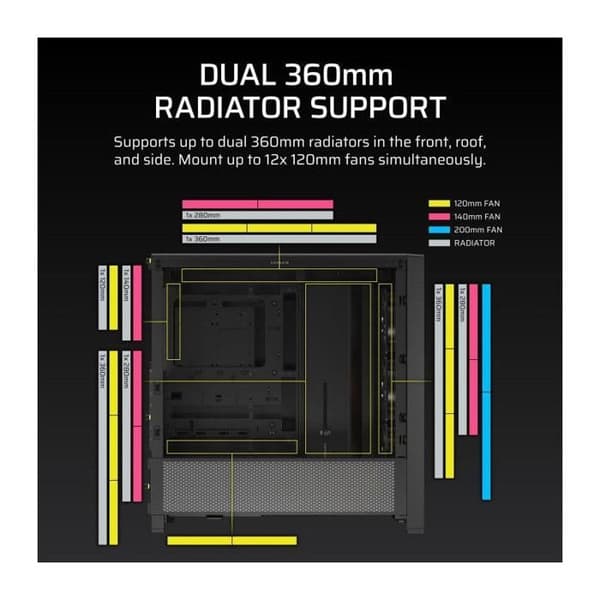 ATX-chassi - CORSAIR - FRAME 4000D RS ARGB - Modulär - 3 Förinstallerade ARGB-fläktar - Hög luftflöde