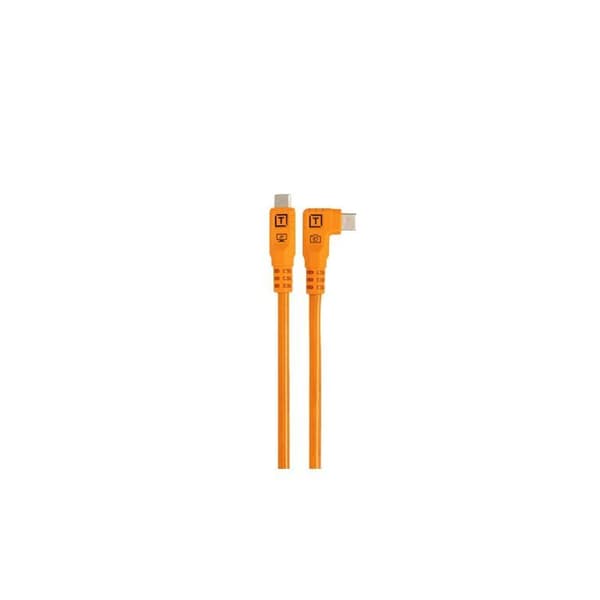 Tether Tools TetherPro Optima 10G USB-C, 20 cm (51 cm), rak till vinklad "Pigtail" adapterkabel, orange hög synlighet