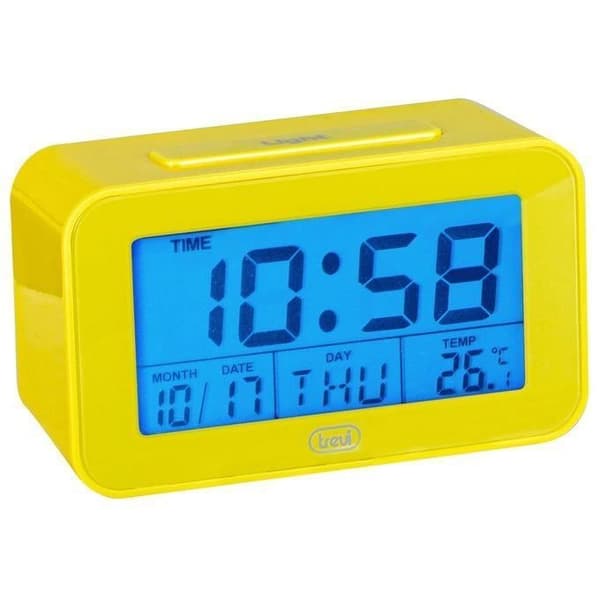 Digital klocka - TREVI - SLD 3P50 - Stor LCD-skärm - Programmerbar väckarklocka - Gul