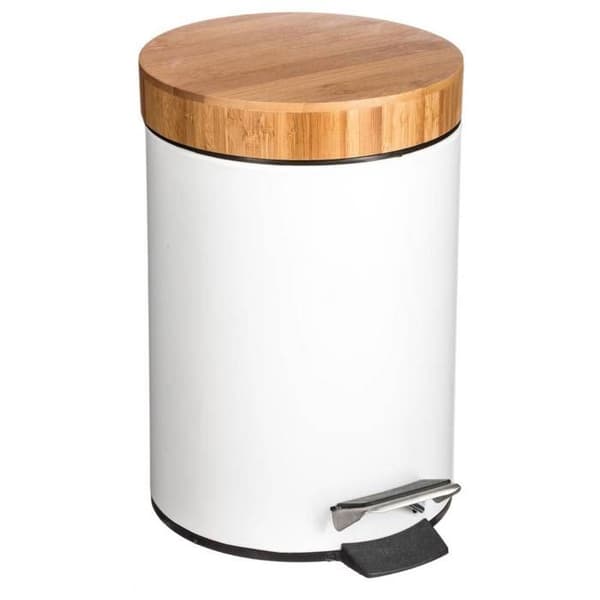 Soptunna med lock bambu 3L "Naturéo" vit - 5five