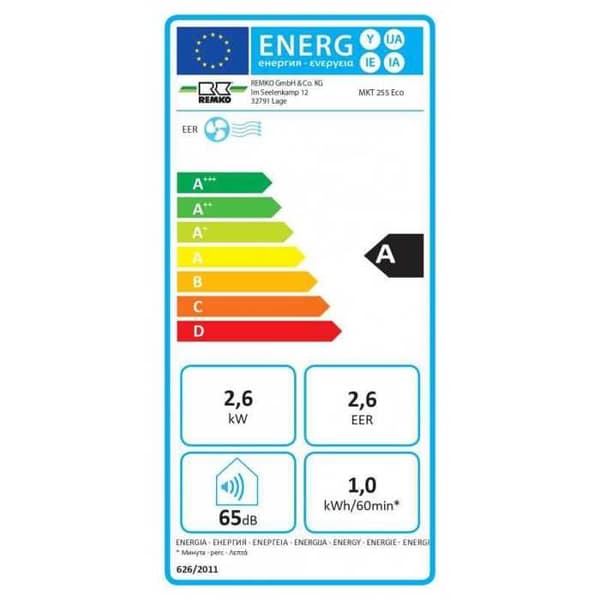 Klimatfön MKT 255 Eco 2,6 kW Vit Remko