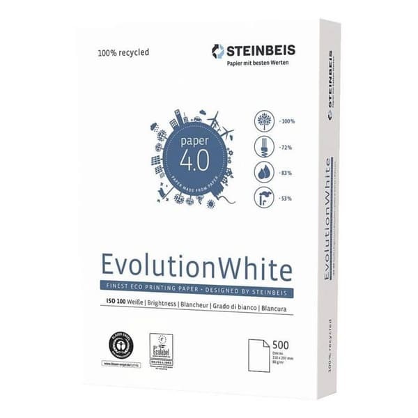 Papier - STEINBEIS - N°4 EVOLUTION WHITE - 100% återvunnen - 80g - A4