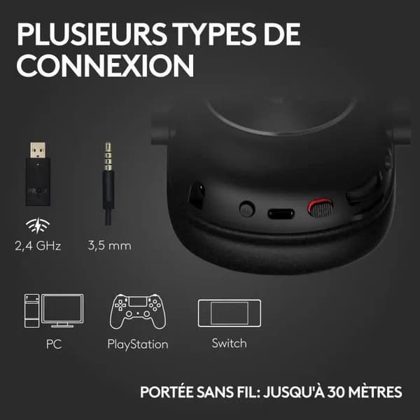 Gaming headset - Trådlös - Logitech G - Pro X 2 - Bluetooth - PS5, PS4, PC - Svart
