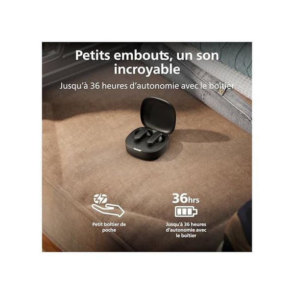 True Wireless hörlurar - PHILIPS - SecureFit - ANC - 36 h batteritid - Bluetooth 6.0
