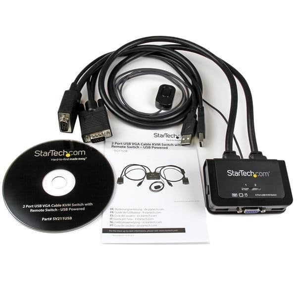 2-Port USB VGA KVM Switch - STARTECH - KVM Switch - USB Powered - Svart